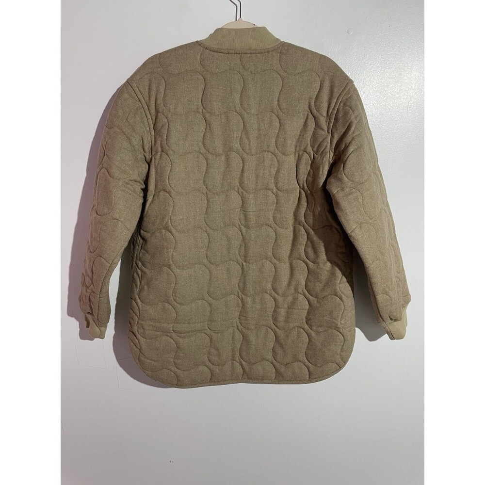 Madewell Quilted Oversized Wool Bomber Jacket Small Tan Chore Barn Minimalist - Picture 10 of 14